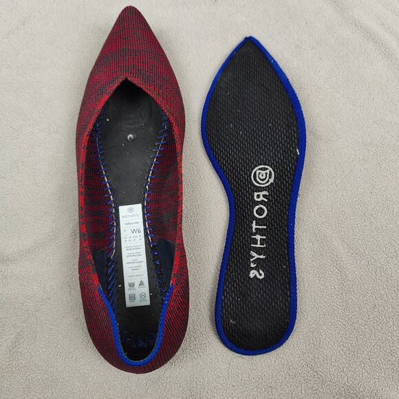 Rothy's The‎ Point Flat Womens 6 Crimson Heather Red Blue Halo Slip On Shoes - Picture 7 of 11